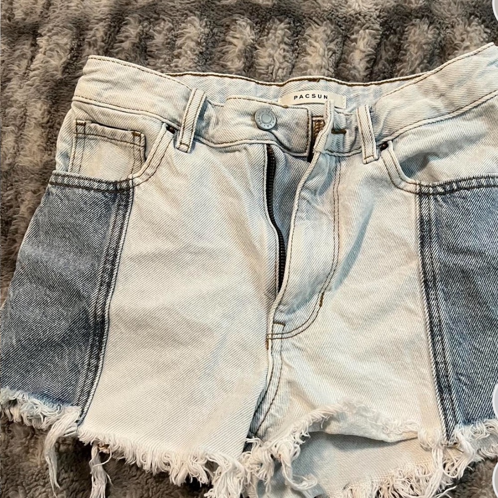 pac sun two tone denim shorts